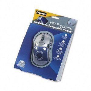 Fellowesfel98904 Optical Hd Precision Cordless Gel Mouse Five Button Scroll Blue Sliver