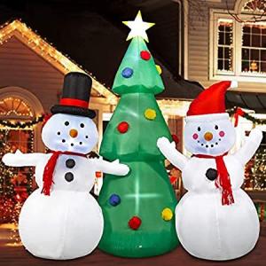 SEASONJOY 8Ft Christmas Inflatable Tree with Snowman, Outdoor Inflatable Ch【並行輸入品】