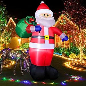 FunFanso 8 FT Christmas Inflatable Santa Claus Outdoor Decoration for Yard,【並行輸入品】