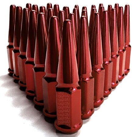 50 Caliber Racing Set of 32 Red Spiked Lug Nuts - ...