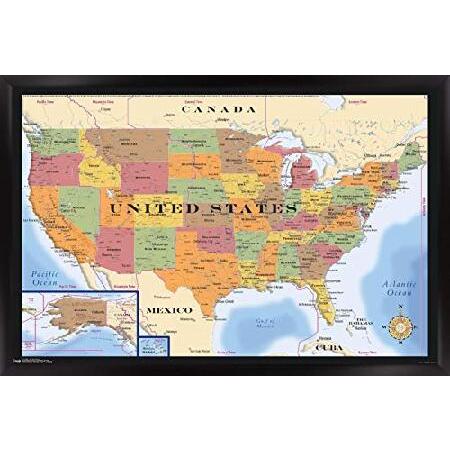 Trends International Map - USA タイムゾーン ウォールポスター 22....