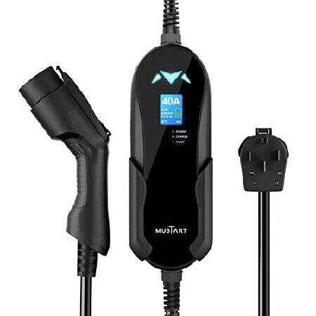 MUSTART 40アンペア レベル2 ポータブル EV充電ケーブル ステーション 電気自動車充電器...