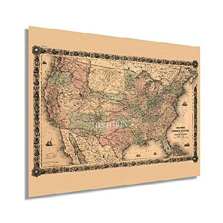 HISTORIX ビンテージ 1861 アメリカ軍地図 - 18x24インチ アメリカ地図 ウォール...