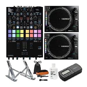 Reloop Elite High Performance DVS Mixer for Serato Bundle with Reloop 8000 MK2 Advanced Hybrid Torque MIDI Turntables (Pair), Record Care System, Digi
