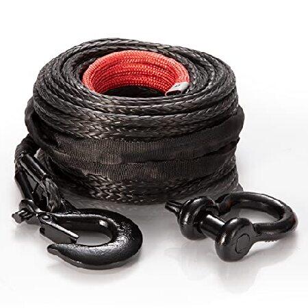 BUNKER INDUST Synthetic Winch Rope Kit,100ft 3/8&quot; ...