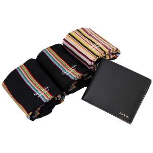 Paul Smith ポールスミス 財布 メンズ 二つ折り 財布&amp;靴下セット M1A PSSET HGIFT5 ギフトセット 靴下3足 1A/BLACK MULTI ブラック×マルチ