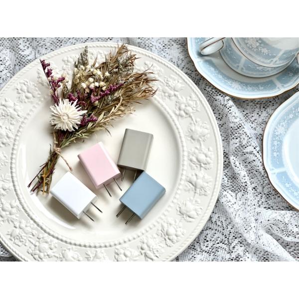 AC充電器 USB 1ポート 1port くすみカラー かわいい 小型 コンパクト マット