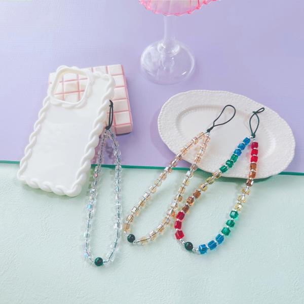 スマホストラップ ハンドストラップ 携帯ストラップ iphone16 キューブ ビーズストラップ