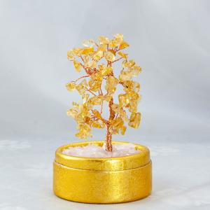 TENKAPAS キュート> 天然石 シトリン 金のなる木 招財樹 金運祈願 商売繁盛祈願 パワーストーン インテリア 置物  st0000-25