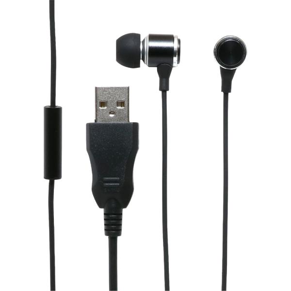 イヤホン 有線 マイク付き USB オンライン会議 MCO UHP-06/BK