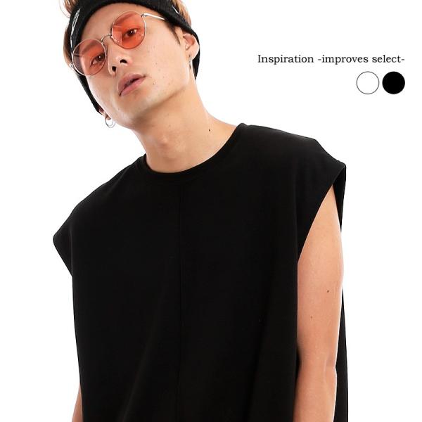 ビッグシルエット ノースリーブ カットソー 重ね着 モード 韓国ファッション