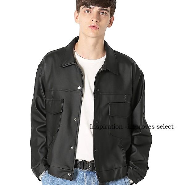 Gジャン レザー 革 皮 ジャケット ブルゾン 黒 メンズファッション メンズ 韓国ファッション