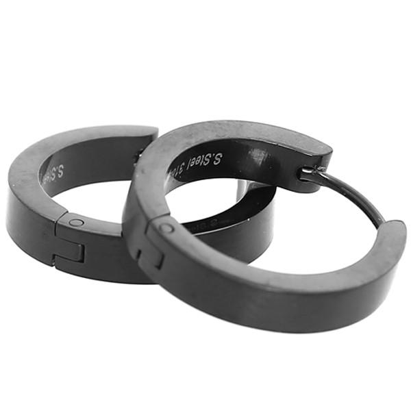 ピアス メンズ リング 両耳 ブラック 黒 サージカルステンレス スチール 大きい ビッグ シンプル...