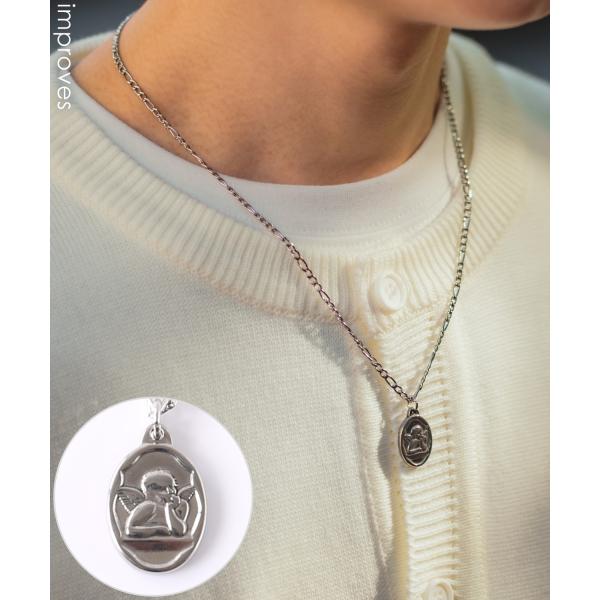 ネックレス メンズ チェーン 小物 首飾り アクセサリー 天使モチーフ チャーム トップ ユニセック...