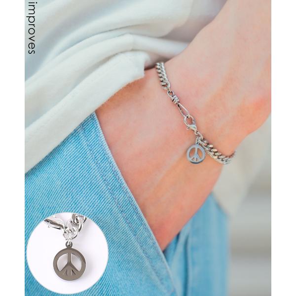 ブレスレット メンズ チェーン 小物 アクセサリー ピースマーク チャーム トップ ユニセックス セ...