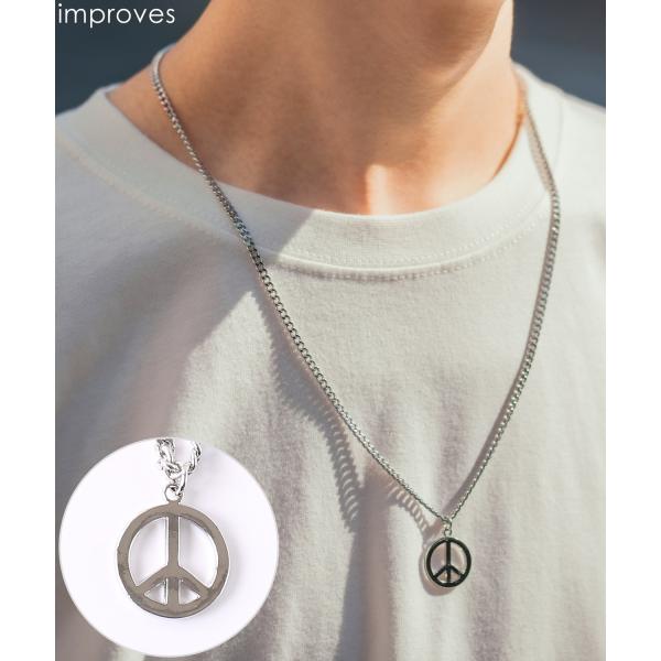 ネックレス メンズ チェーン 小物 アクセサリー ピースマーク チャーム トップ ユニセックス セレ...