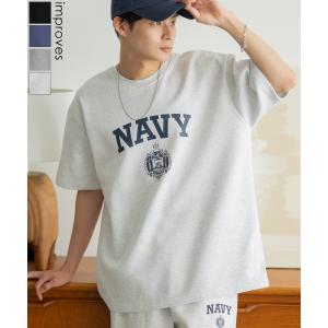 半袖Tシャツ メンズ ライトスウェット カレッジ プリント クルーネック セットアップ カットソー 大きめ アメカジ カジュアル スケーター ストリート 古着MIX｜improves