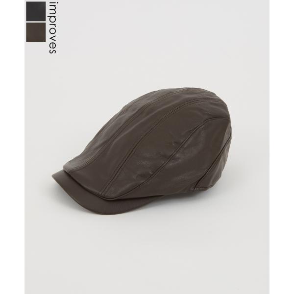 ハンチング メンズ シンセティックレザー 合成皮革 帽子 セレクト トラディショナル 大人カジュアル...