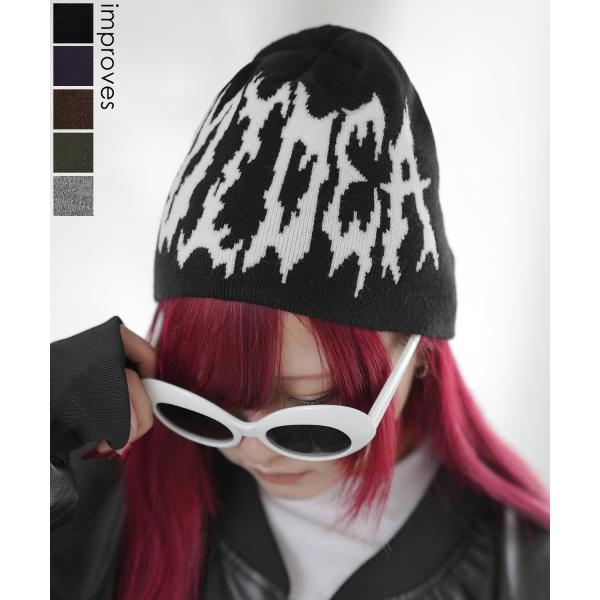 ニット帽 メンズ ロゴデザイン ニットキャップ ビーニー ストリート スケーター 古着MIX 韓国フ...