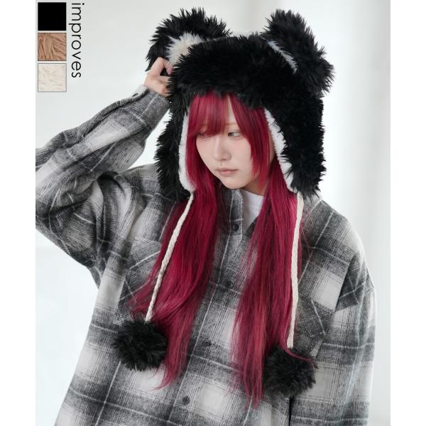 キャップ メンズ ユニセックス 耳付き ボアキャップ ストリート 原宿系 古着MIX 韓国ファッショ...