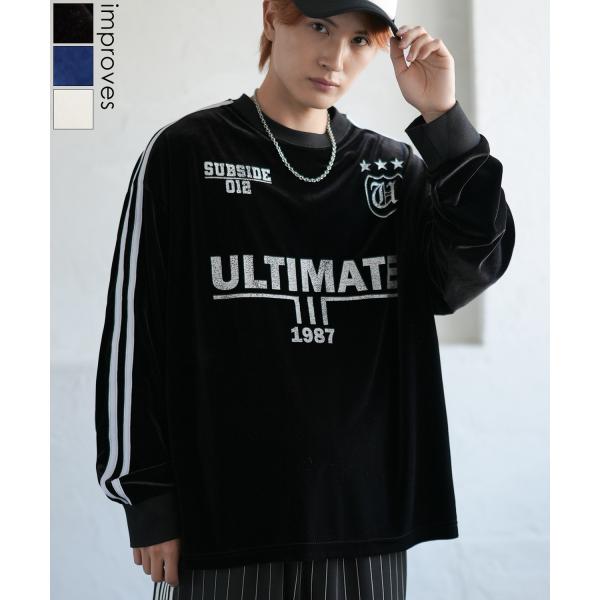 長袖Tシャツ メンズ ベロア プリント ゲームシャツ ロンT カットソー ストリート カジュアル ア...
