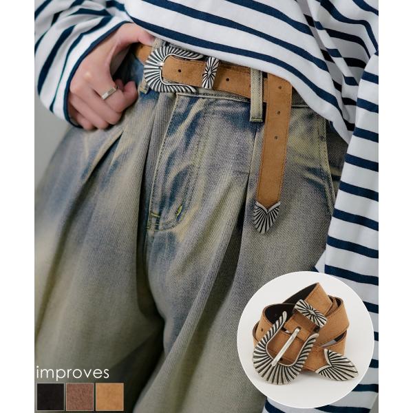 ベルト メンズ PUレザー シンセティックレザー 合成皮革 ウェスタン ベルト アメカジ カジュアル...