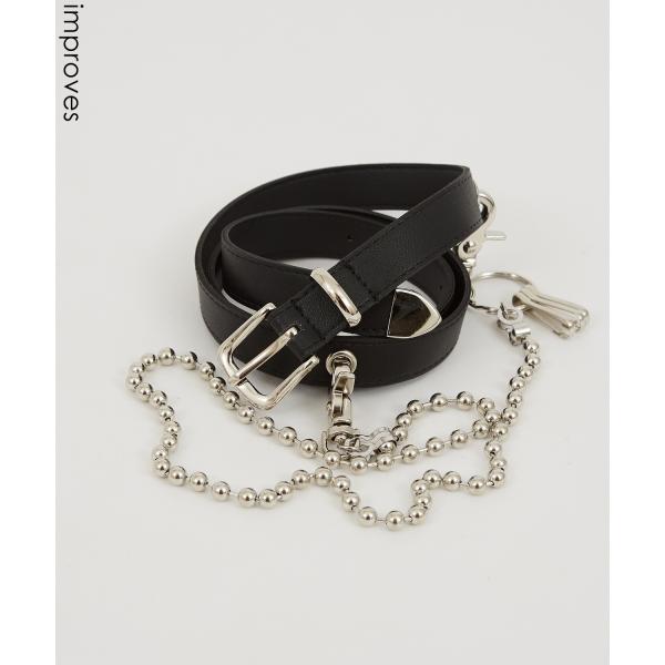 ベルト メンズ PUレザー シンセティックレザー 合成皮革 ウォレットチェーン付き ベルト アメカジ...