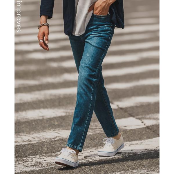 デニムパンツ メンズ シンプル スリム イージー Tシャツ ストレッチ  スキニーパンツ アメカジ ...