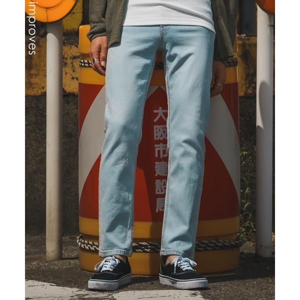 デニムパンツ メンズ シンプル スリム イージー Tシャツ ストレッチ  スキニーパンツ アメカジ ...