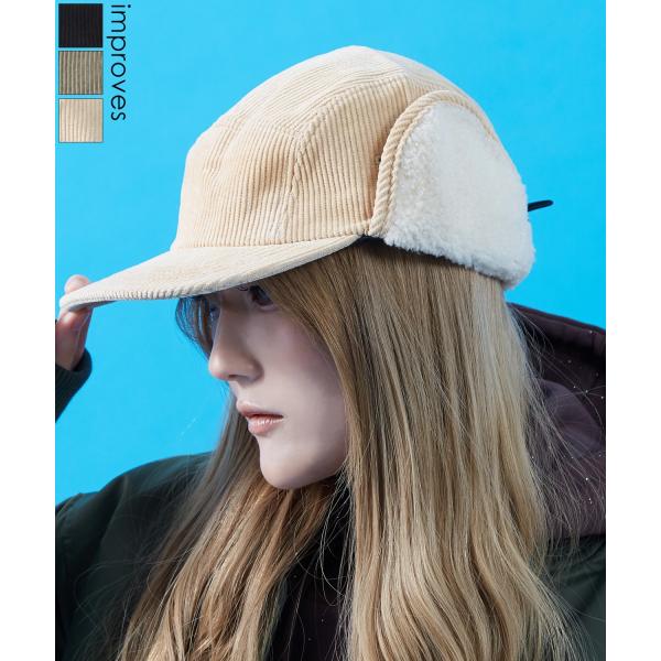 コーデュロイ イヤーフラップ キャップ メンズ レディース 帽子 フライトキャップ 飛行帽 ファー ...
