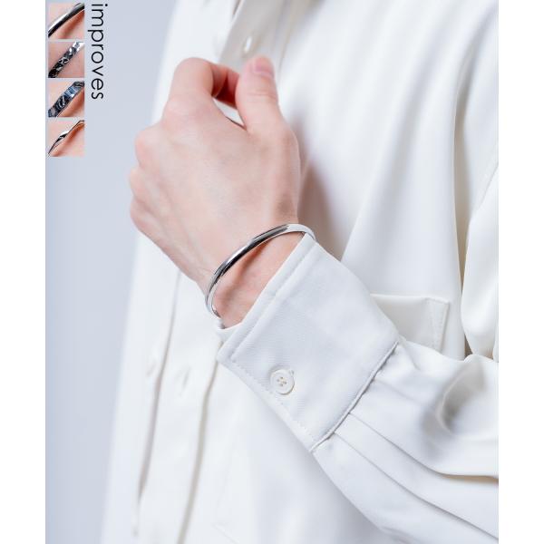 シルバーハーフバングルブレスレット メンズ レディース シルバー ブレスレット バングル アクセサリ...