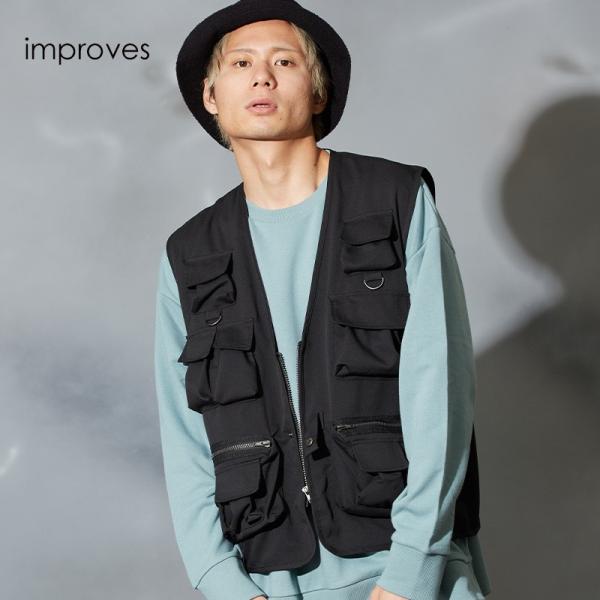 ベスト メンズ フィッシングベスト おしゃれ ミリタリーベスト アウトドア ブラック 黒 ストリート...