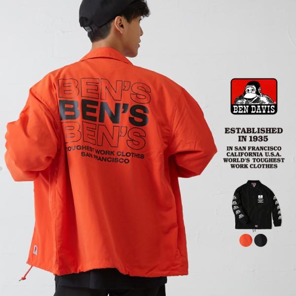 BEN DAVIS ベンデイビス コーチジャケット メンズ ストリート ナイロン ロゴ プリント ブ...