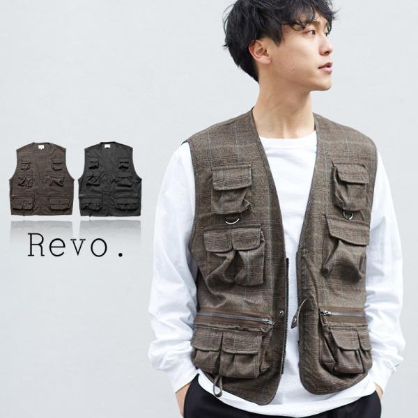 Revo. レヴォ ミリタリーベスト メンズ ツールベスト フィッシャーベスト トラベル グレンチェ...