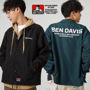 BEN DAVIS ベンデイビス コーチジャケット メンズ ナイロン ロゴ 黒 緑 グリーン ナイロンジャケット ブランド ベンデービス ストリートファッション アメカジ｜improves