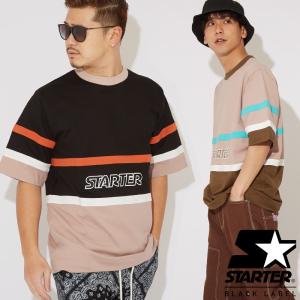 STARTER BLACK LABEL スターターブラックレーベル Tシャツ メンズ 半袖Tシャツ クルーネック スウェットシャツ ビッグシルエット ライン 大きいサイズ ブランド｜improves