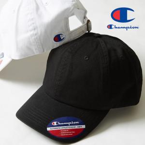 Champion チャンピオン メンズ ベースボールキャップ ロゴ ワッペン ストラップバックキャップ 帽子 CAP 黒 白 ブランド アメカジ ストリート系｜improves