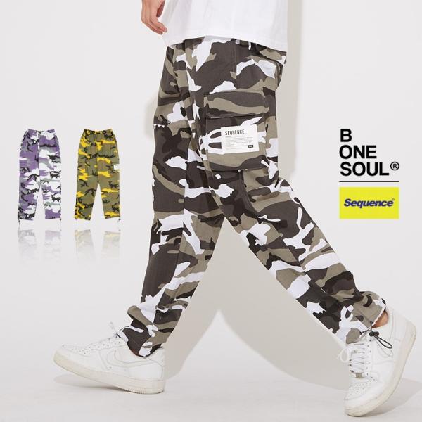 Sequence B ONE SOUL シーケンス メンズ カーゴパンツ ワイドパンツ カモフラ柄 ...
