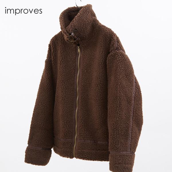 B-3ボアブルゾン メンズ ビッグ スタンドカラー ジャケット シープボア ジャンバー ボアジャケッ...