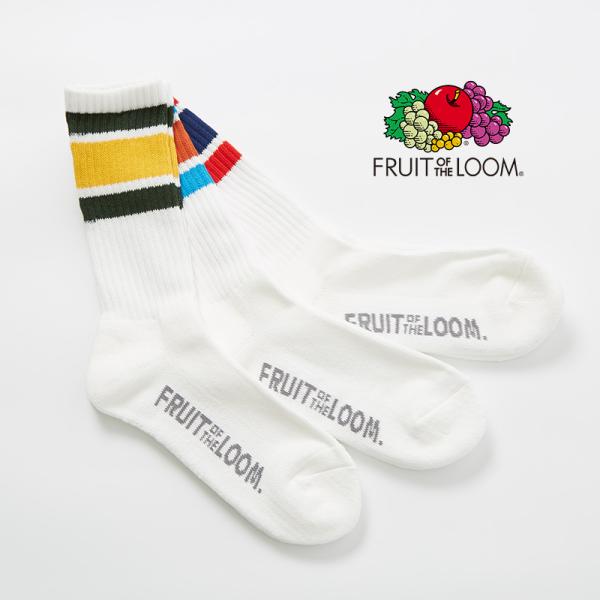 FRUIT OF THE LOOM フルーツオブザルーム ソックス メンズ 3足セット ライン ボー...