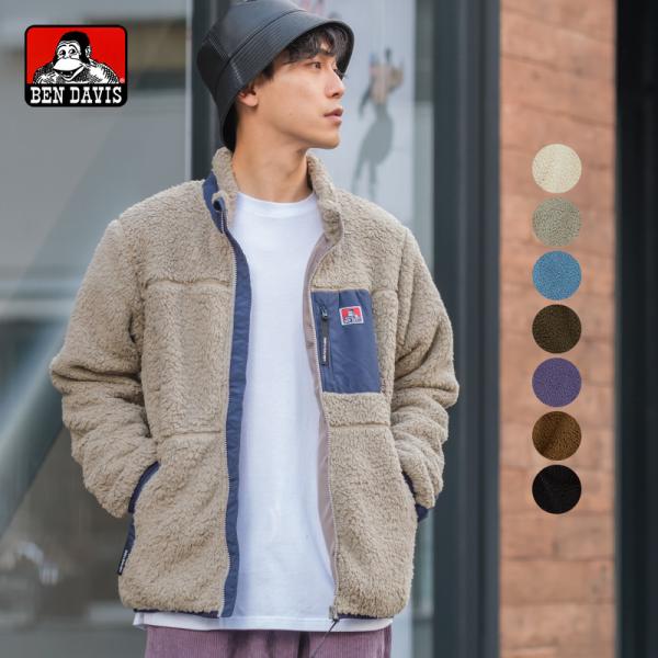 BEN DAVIS ベンデイビス ボアジャケット メンズ ボアフリース ジャケット ボアアウター 胸...