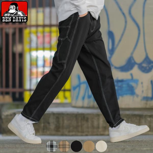 BEN DAVIS ベンデイビス テーパードパンツ メンズ チェック柄 柄パンツ チェックパンツ ウ...