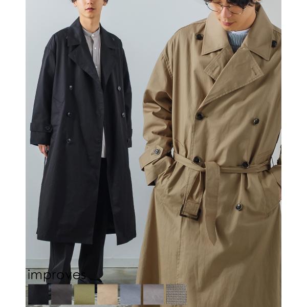 トレンチコート メンズ ミリタリーコート ロングコート スプリングコート ロング丈 アウター チェッ...