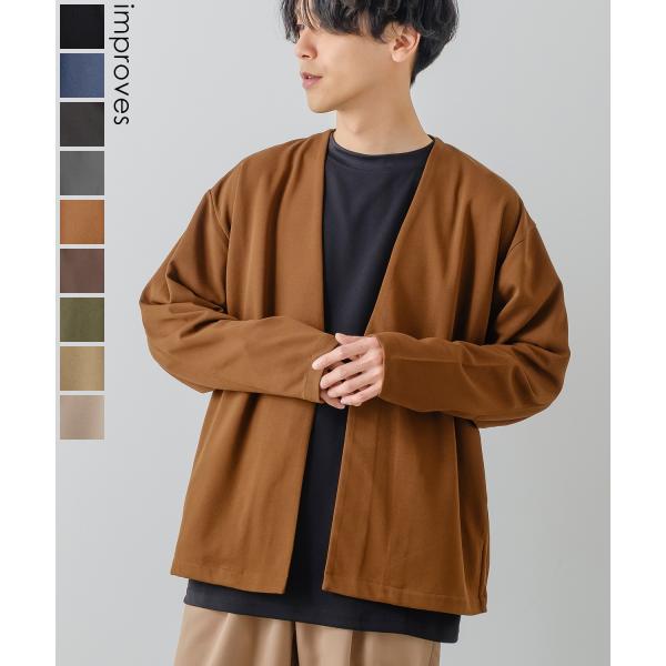 ノーカラージャケット メンズ セットアップ対応 カットジョーゼット カーディガン テーラードジャケッ...