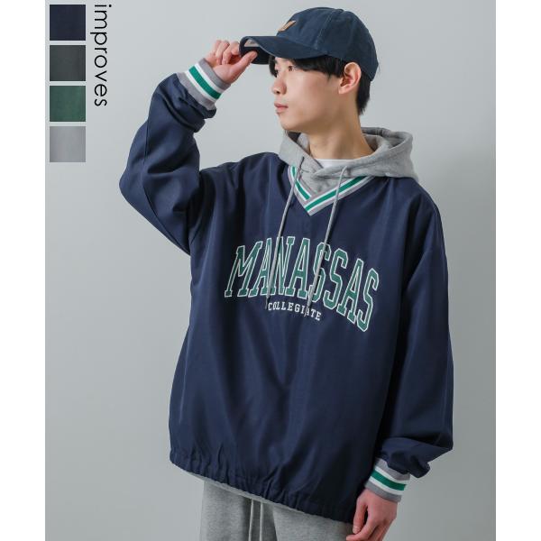 カレッジロゴ プルオーバー メンズ レディース Vネック ロンT 長袖 Tシャツ カットソー ビッグ...