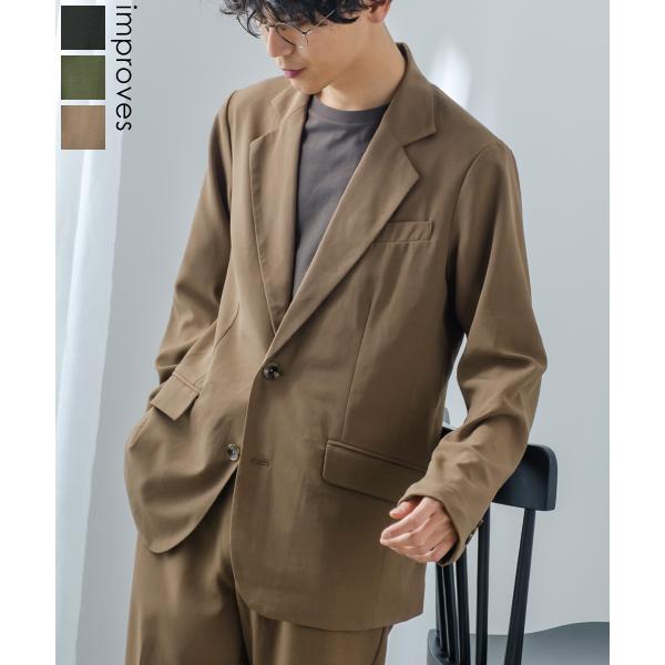 ナチュラルストレッチ テーラードジャケット メンズ セットアップ対応 2つボタン ビジカジ リモート...