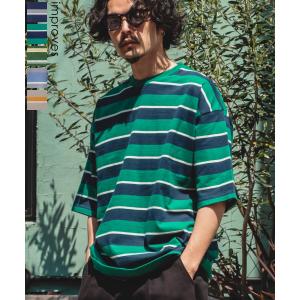 レトロチック ボーダー 半袖Tシャツ メンズ マルチボーダー ビッグ
