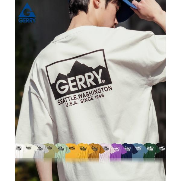 GERRY ジェリー 別注プリント 半袖Tシャツ メンズ ボックスロゴ トレッキング バックプリント...