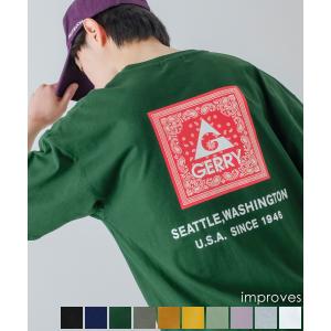 Tシャツ メンズ ビッグシルエット GERRY ジェリー 別注プリント 半袖 ペイズリー柄 バンダナ柄 バックプリント プリント ワンポイントプリント アウトドア｜improves