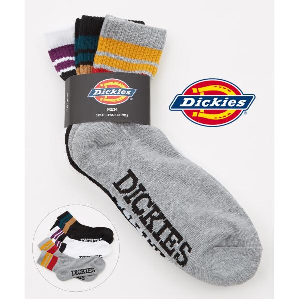 ソックス メンズ Dickies/ディッキーズ 3足セット パイル ラインソックス ショートソックス...